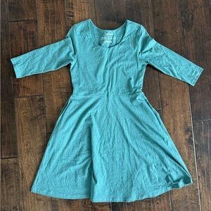 PACT Fit & Flare Midi Dress Size Medium Blue Organic Cotton